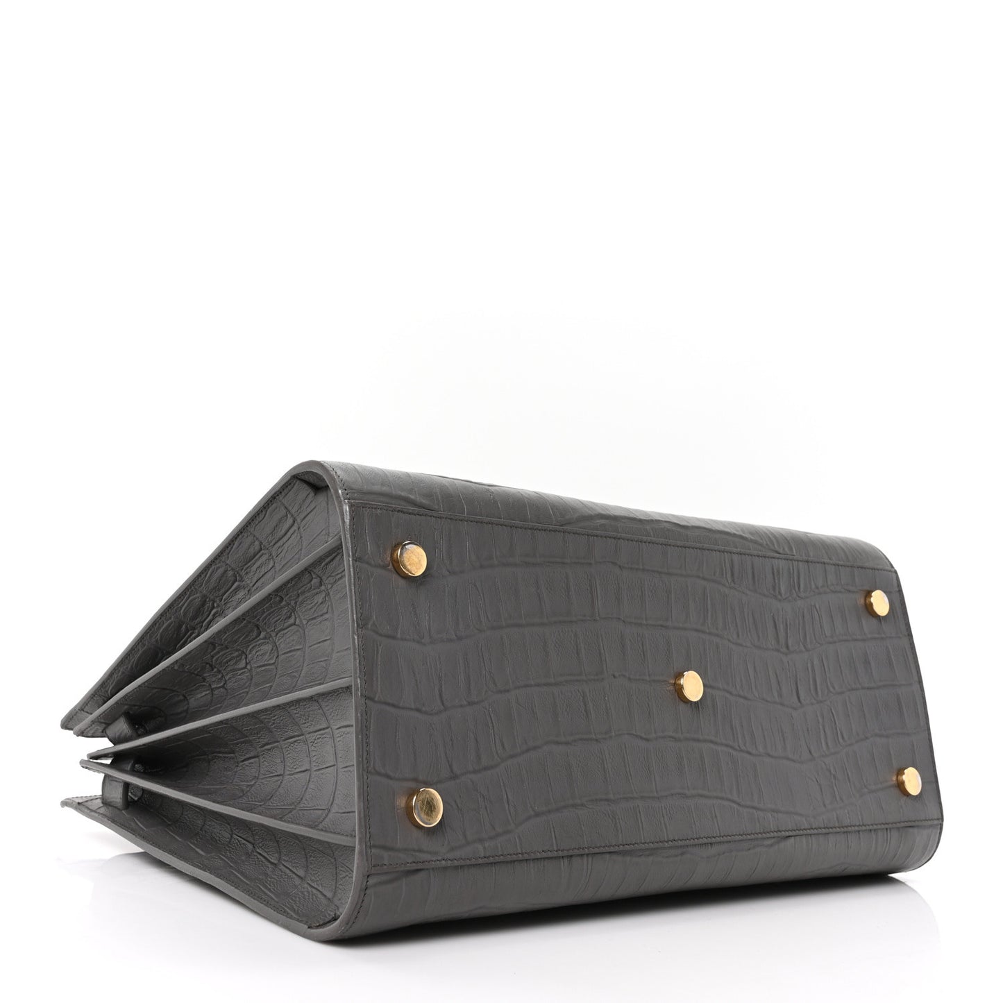 Calfskin Crocodile Embossed Large Sac De Jour Carryall Grey
