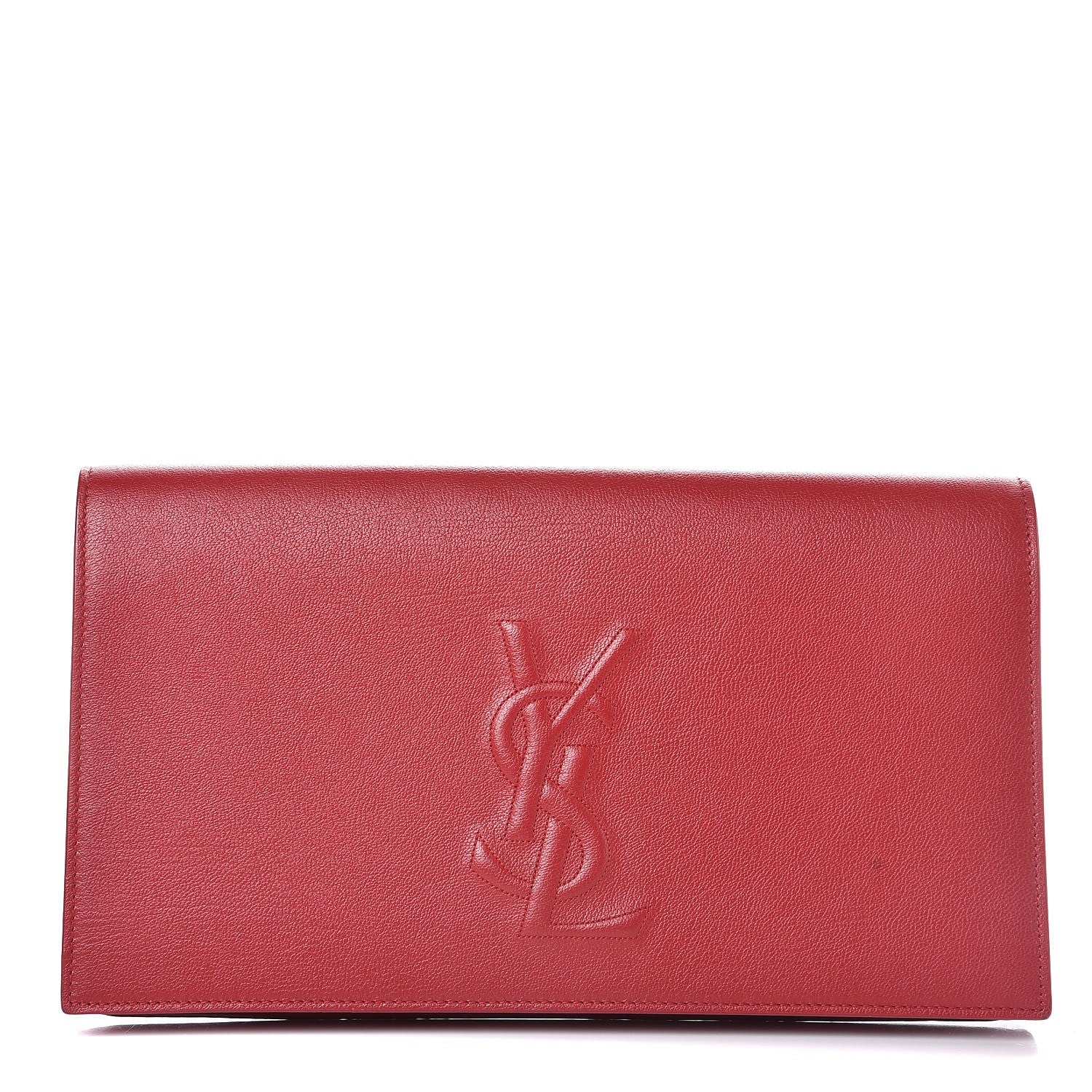 Saint Laurent Calfskin Monogram Large Belle De Jour Clutch Red 1 of 6