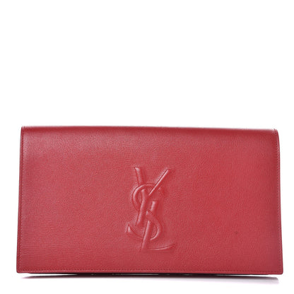Saint Laurent Calfskin Monogram Large Belle De Jour Clutch Red 1 of 6