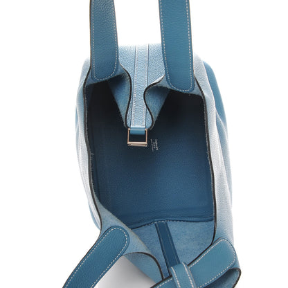 Hermes Taurillon Clemence Picotin 22 MM Blue Jean 5 of 9