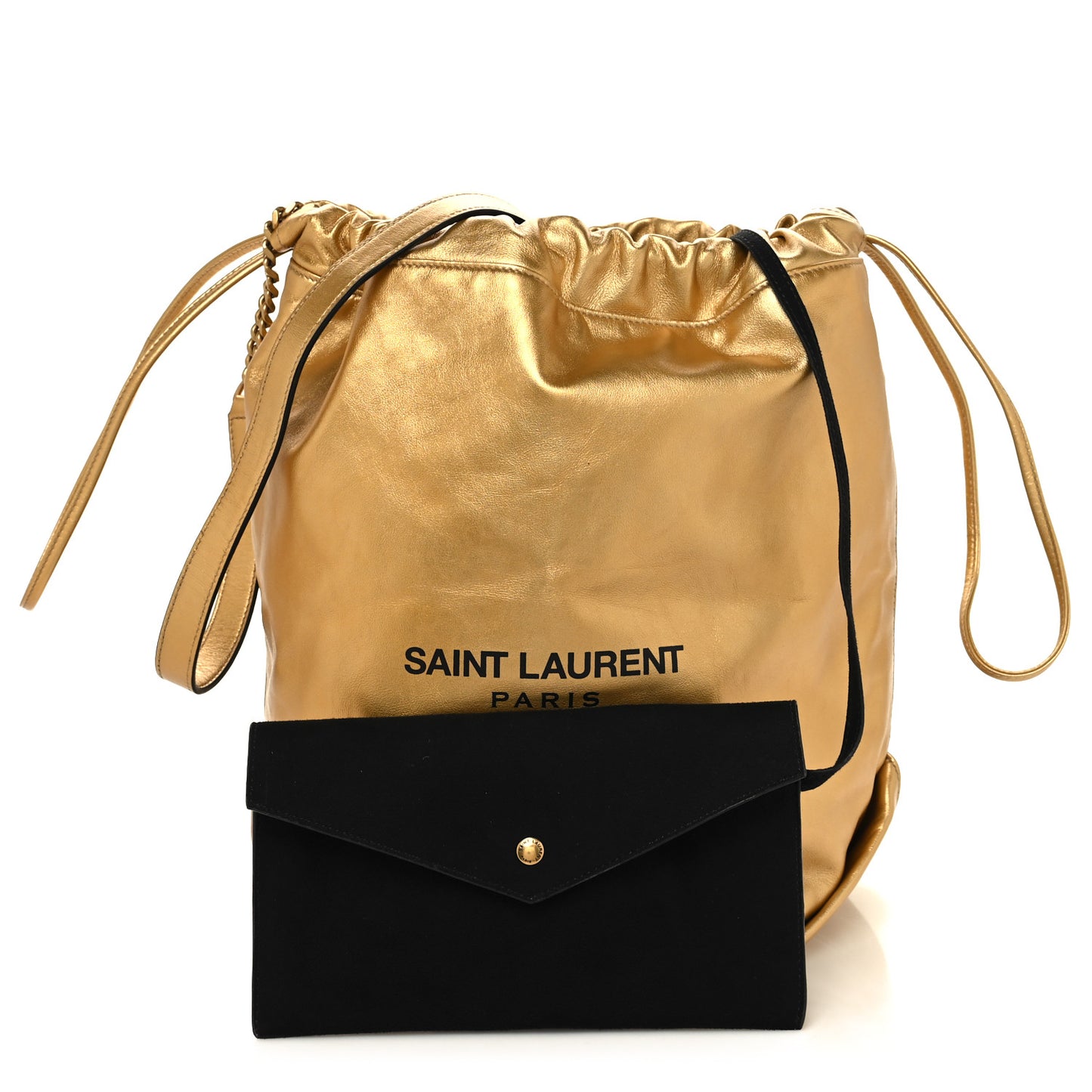 Lambskin Teddy Drawstring Bag Gold