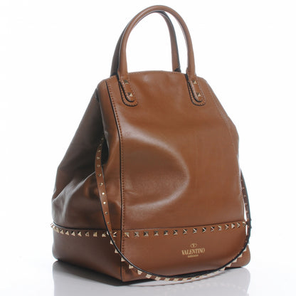 Valentino Garavani Vitello Rockstud All Over New Dome Bucket Tote Cognac 3 of 8