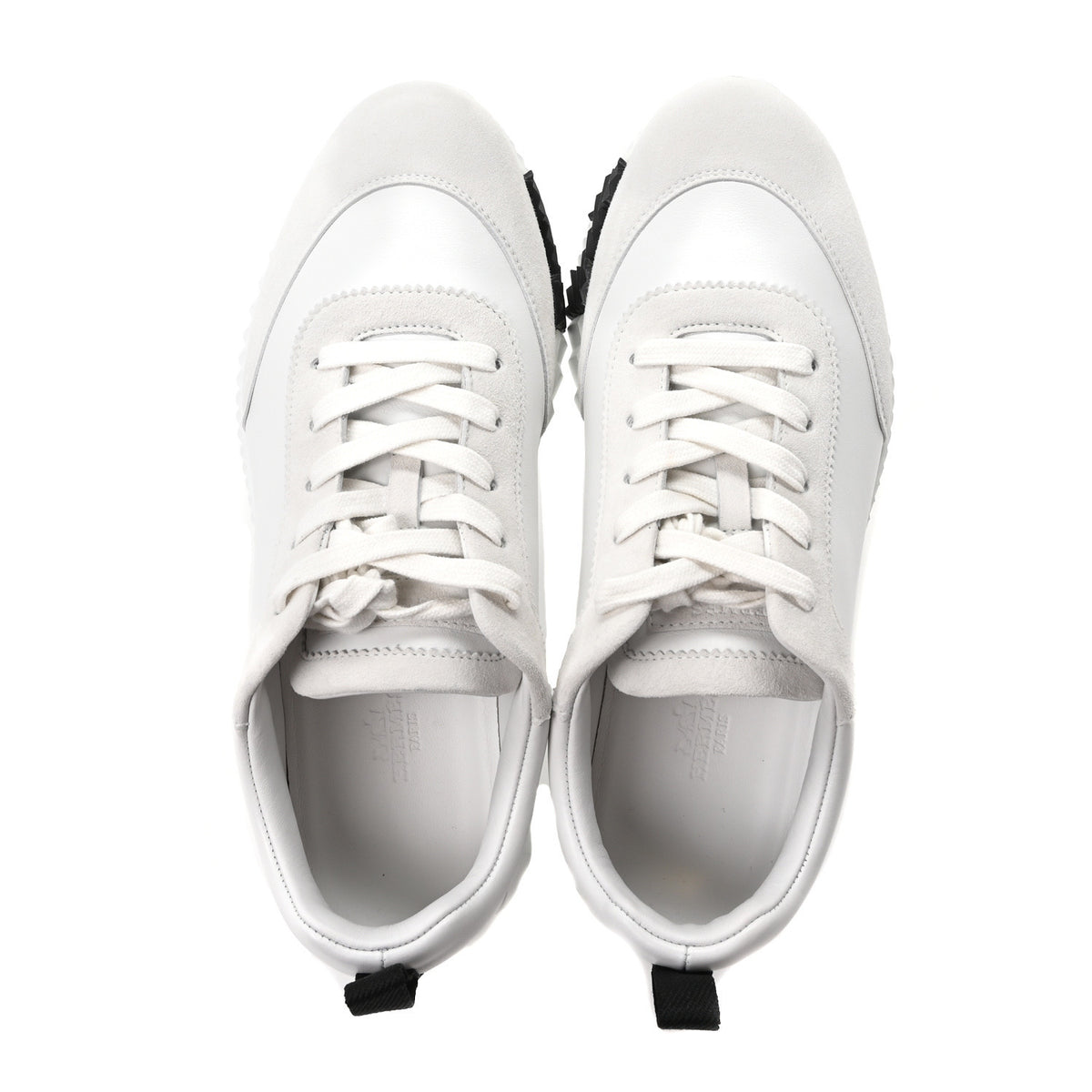 Hermes Sport Goatskin Suede Goatskin Bouncing Sneakers 38.5 White Black 2 of 10