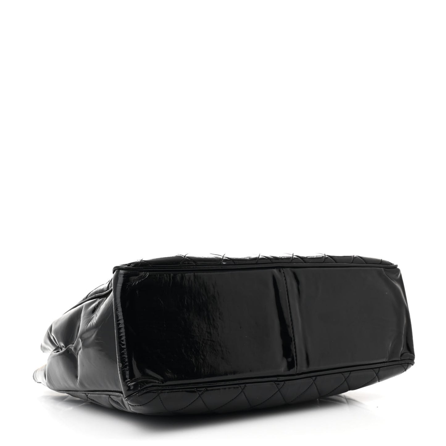 Patent Quilted Tote Black