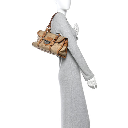 Prada Tessuto Nylon Vitello Foldover Pushlock Satchel Beige 2 of 10