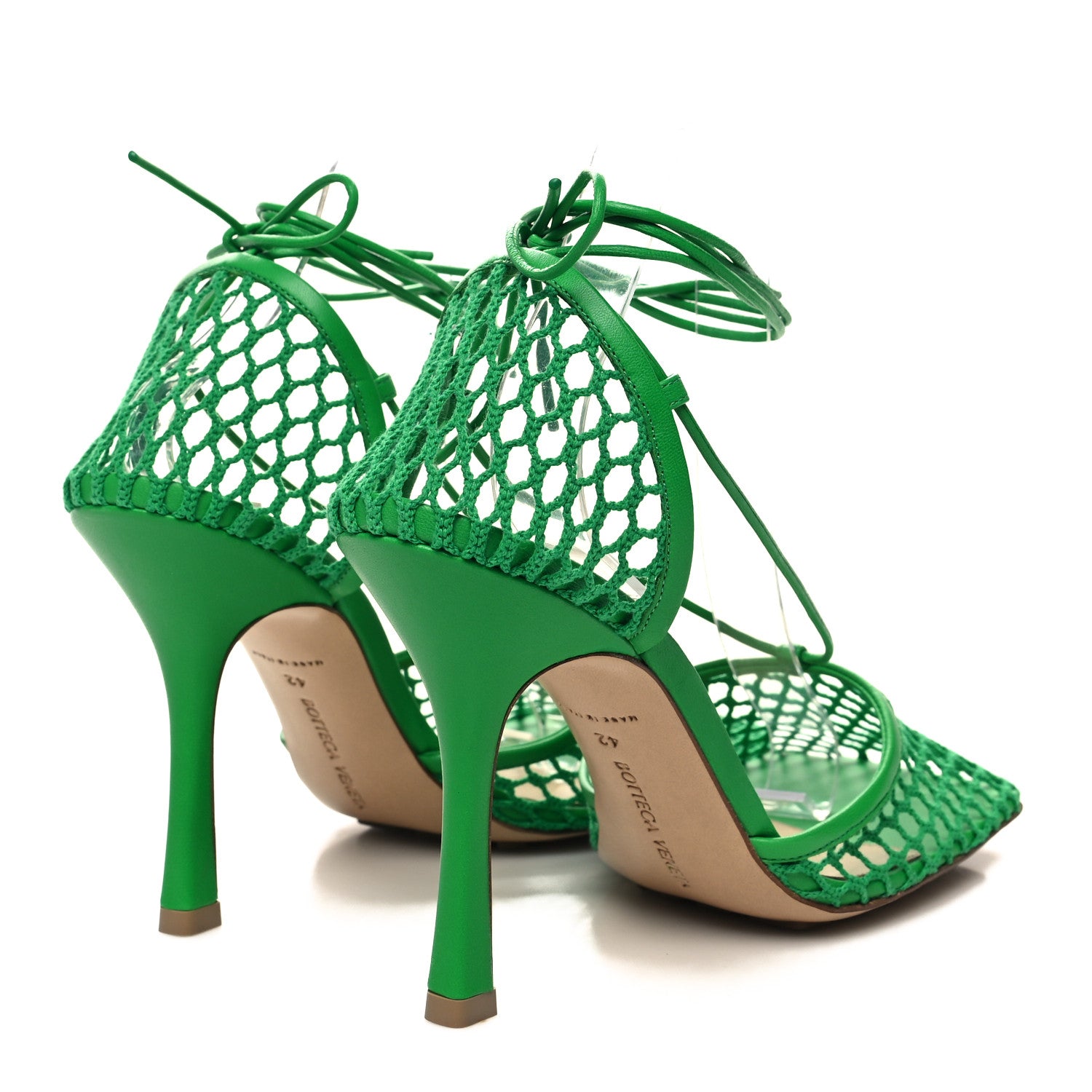 Bottega Veneta Mesh Nappa Stretch Ankle Tie 90mm Sandals 42 Grass 4 of 7