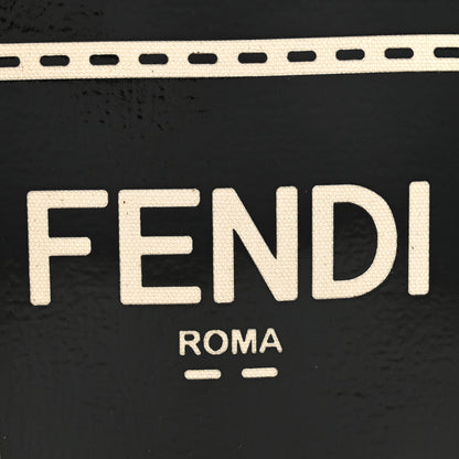 Fendi Canvas Spalmato Vernice Logo Embossed Mini Fendi Sunshine Shopper Tote Grezzo Black 8 of 11