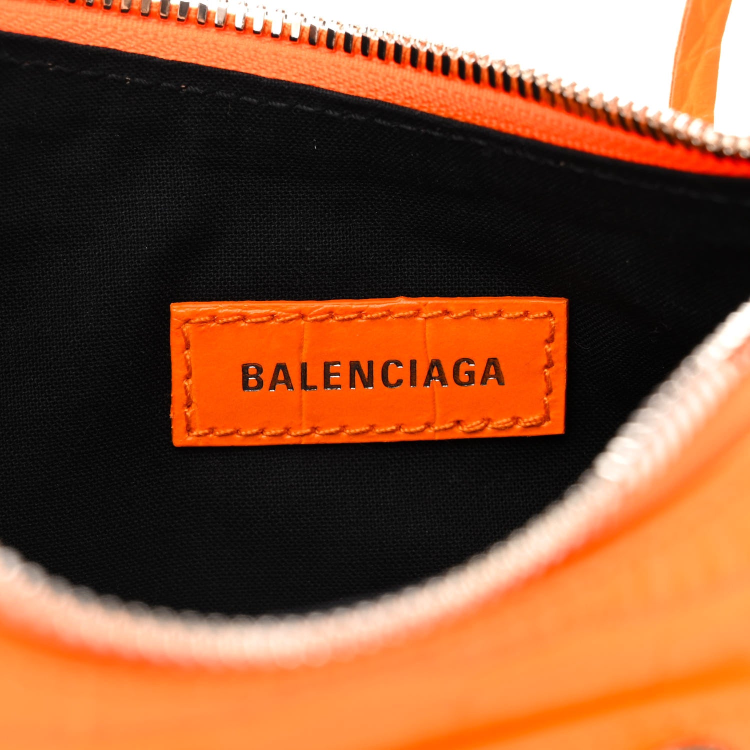 Balenciaga Extra Supple Calfskin Crocodile Embossed Le Cagole Shoulder Bag XS Pop Orange 6 of 10