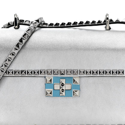 Valentino Garavani Metallic Calfskin Small Rockstud No Limit Shoulder Bag Silver 7 of 12