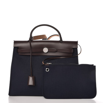 Hermes Toile Vache Hunter Herbag Zip PM 31 Bleu Marine Ebene 3 of 13