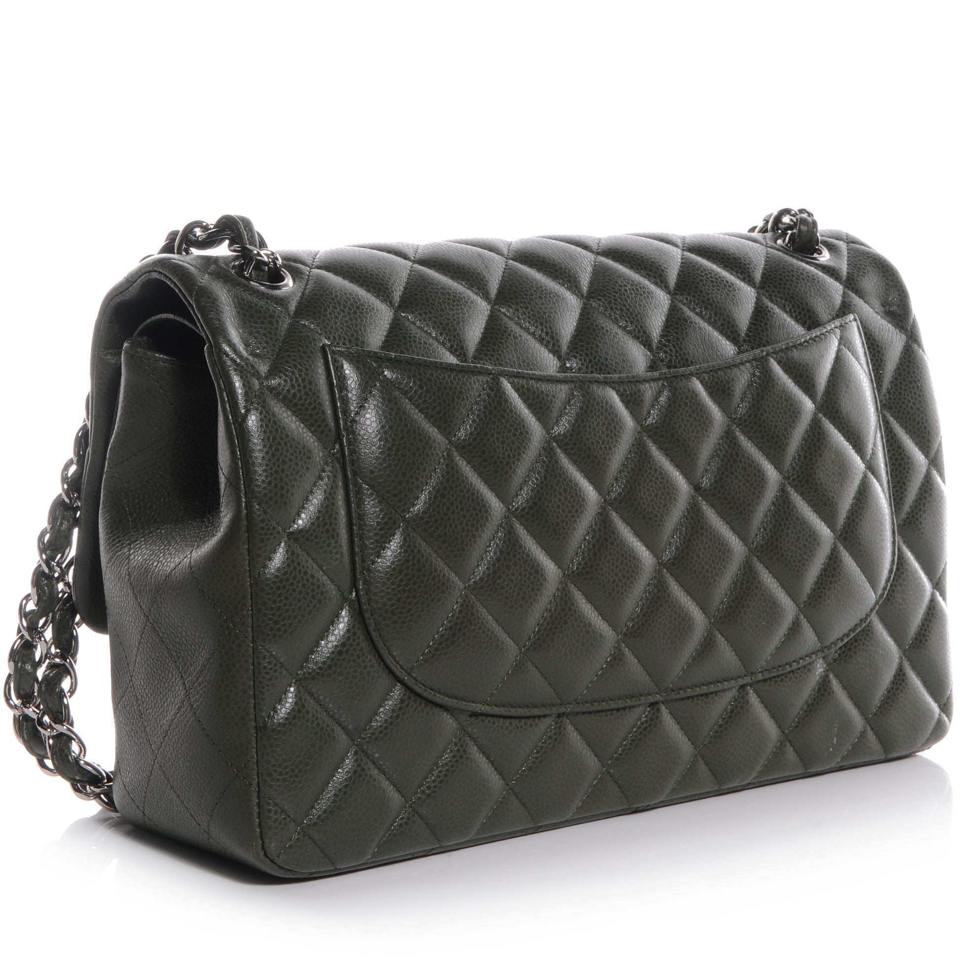 Chanel Caviar Jumbo Double Flap Dark Green 3 of 9