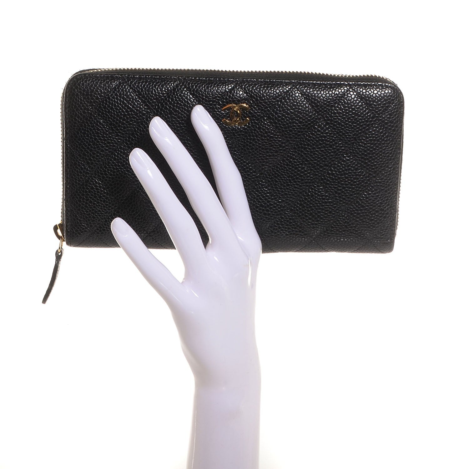 Chanel Caviar Quilted Large Gusset Zip Around Wallet Black 2 of 9