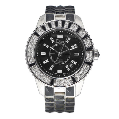 Christian Dior Stainless Steel Diamond Sapphire 33mm Christal Quartz Watch Black 1 of 7