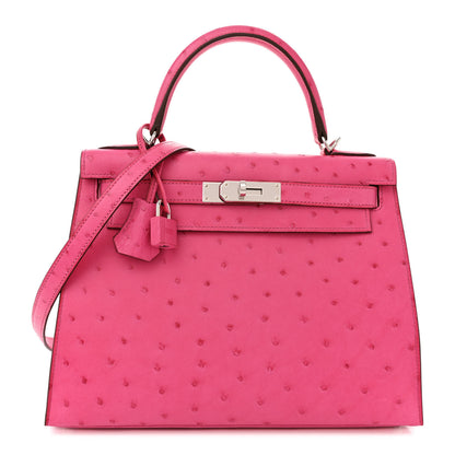 Hermes Ostrich Kelly Sellier 28 Rose Tyrien 1 of 13