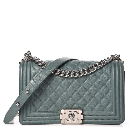 Chanel Caviar Quilted Medium Boy Flap Dark Green 1 of 13