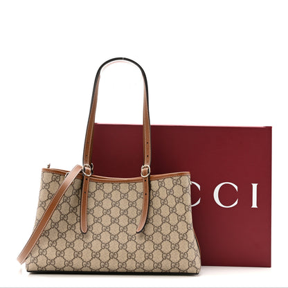 Gucci GG Supreme Monogram Emblem Medium Tote Bag Beige Dark Brown 13 of 13