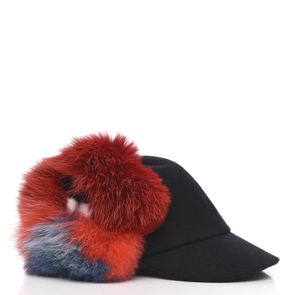 Fendi Wool Fox Fur Hat S Black Multicolor 3 of 7