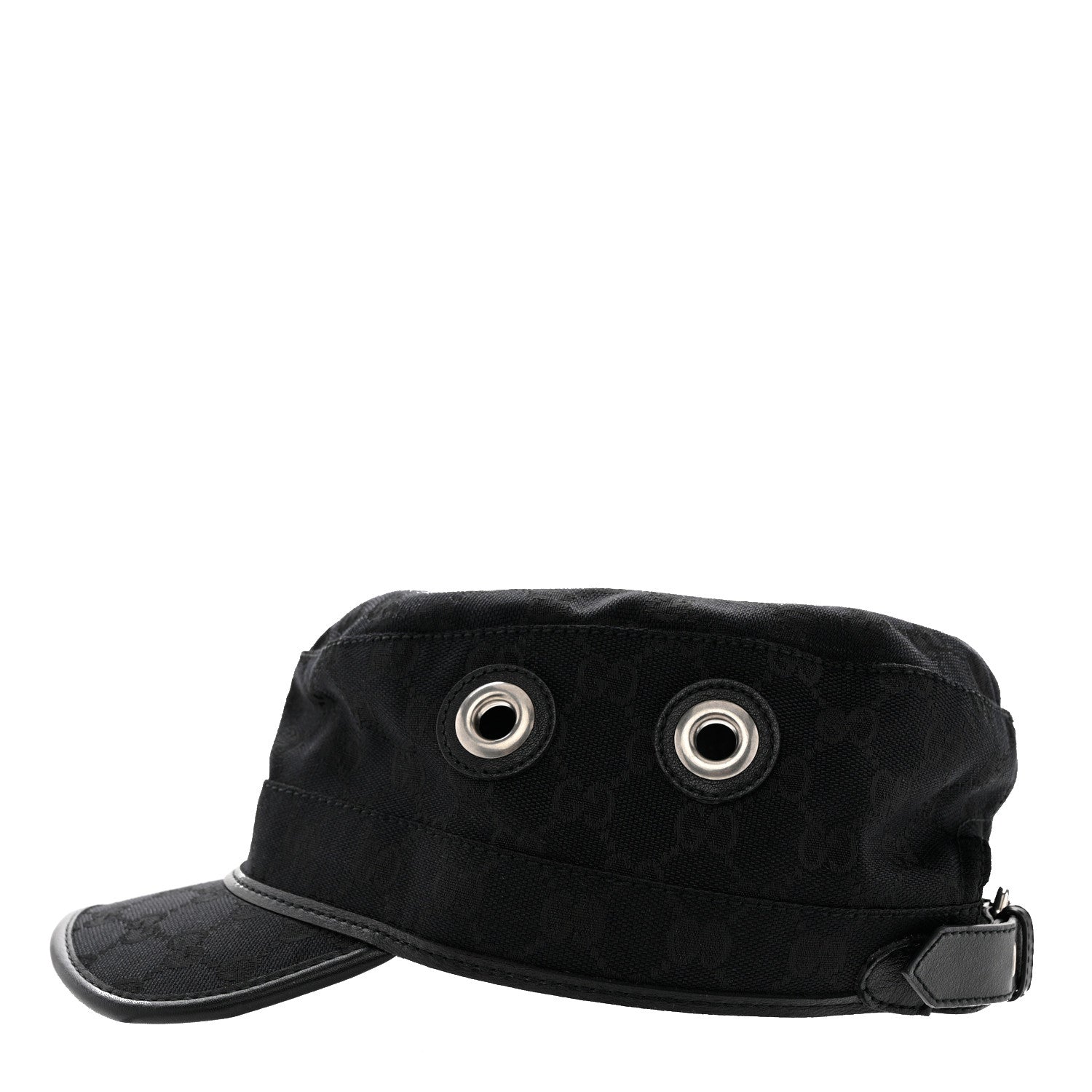 Gucci Monogram Canvas Military Hat L Black 6 of 9