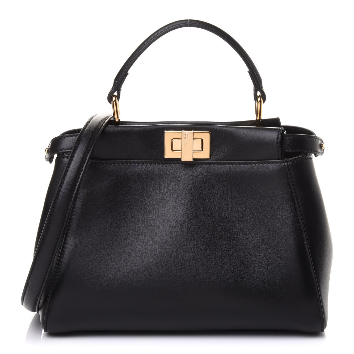 Fendi Nappa Stacked Bar Mini Peekaboo Iconic Satchel Black 1 of 9