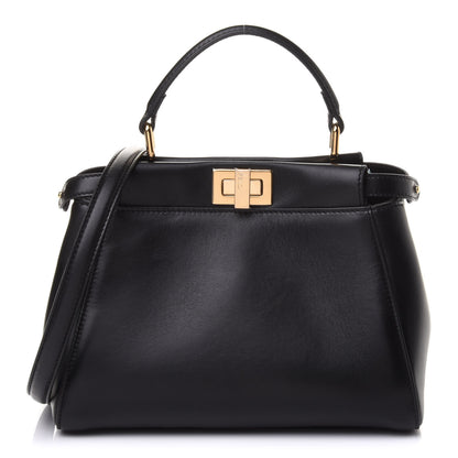 Fendi Nappa Stacked Bar Mini Peekaboo Iconic Satchel Black 1 of 9