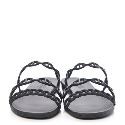 Hermes Rubber Chaine d'Ancre Rivage Sandals 37 Black 2 of 8