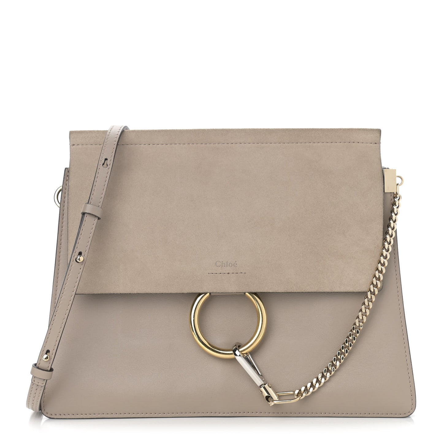 Calfskin Suede Medium Faye Shoulder Bag Motty Grey