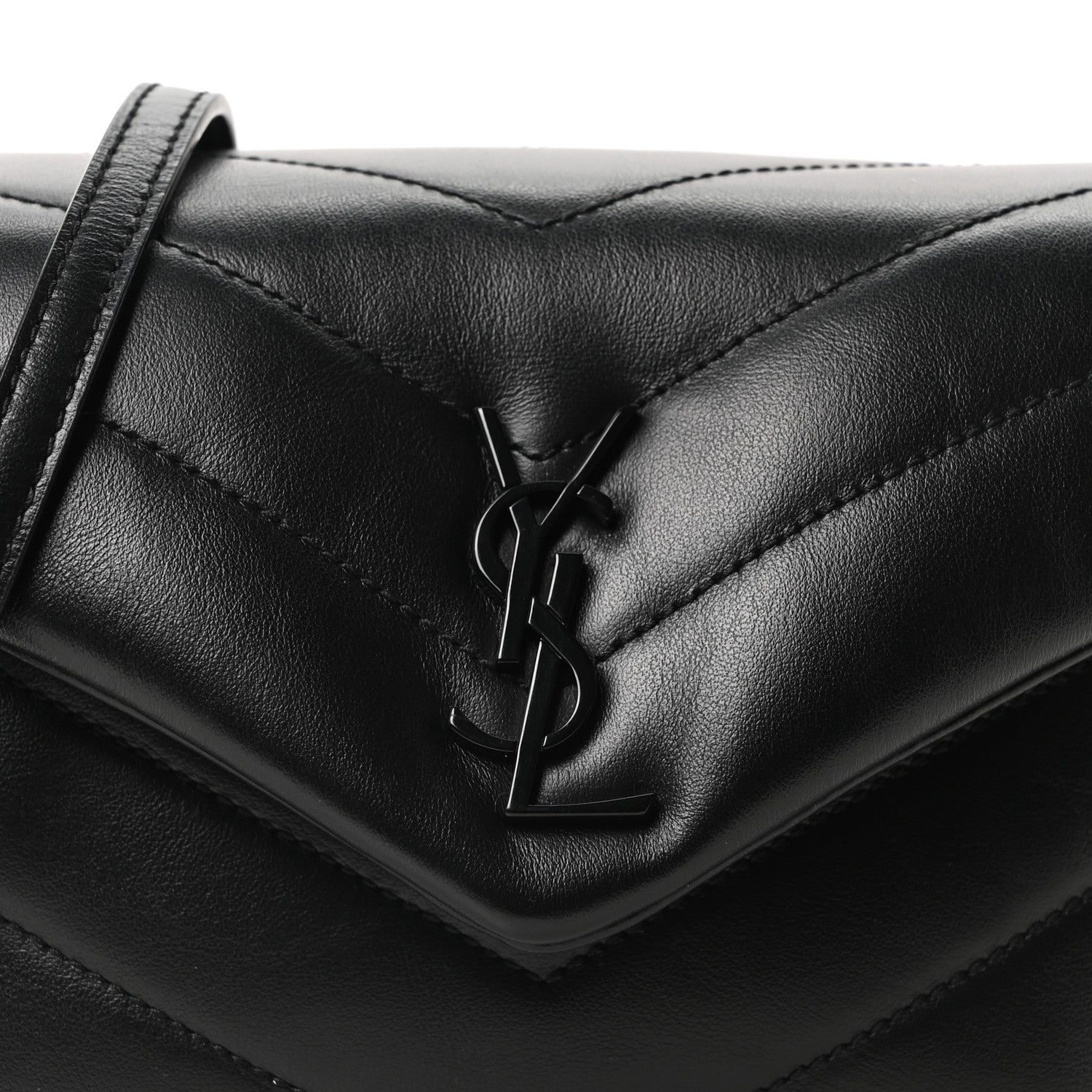 Saint Laurent Calfskin Y Quilted Monogram Monochrome Toy Loulou Crossbody Bag Black 8 of 11