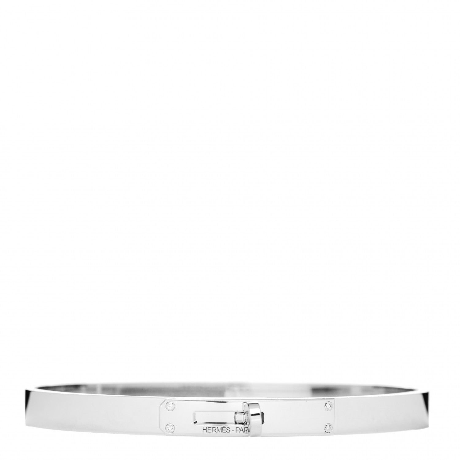 Hermes 18K White Gold Diamond PM Kelly Bracelet LG 1 of 5