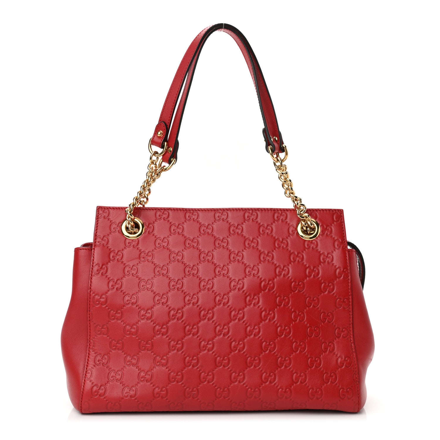Gucci Guccissima Signature Medium Shoulder Tote Bag Red 1 of 10