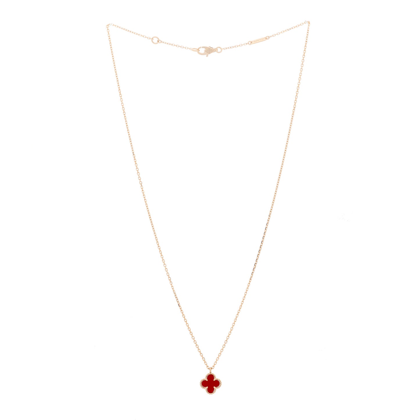 18K Rose Gold Carnelian Sweet Alhambra Pendant Necklace