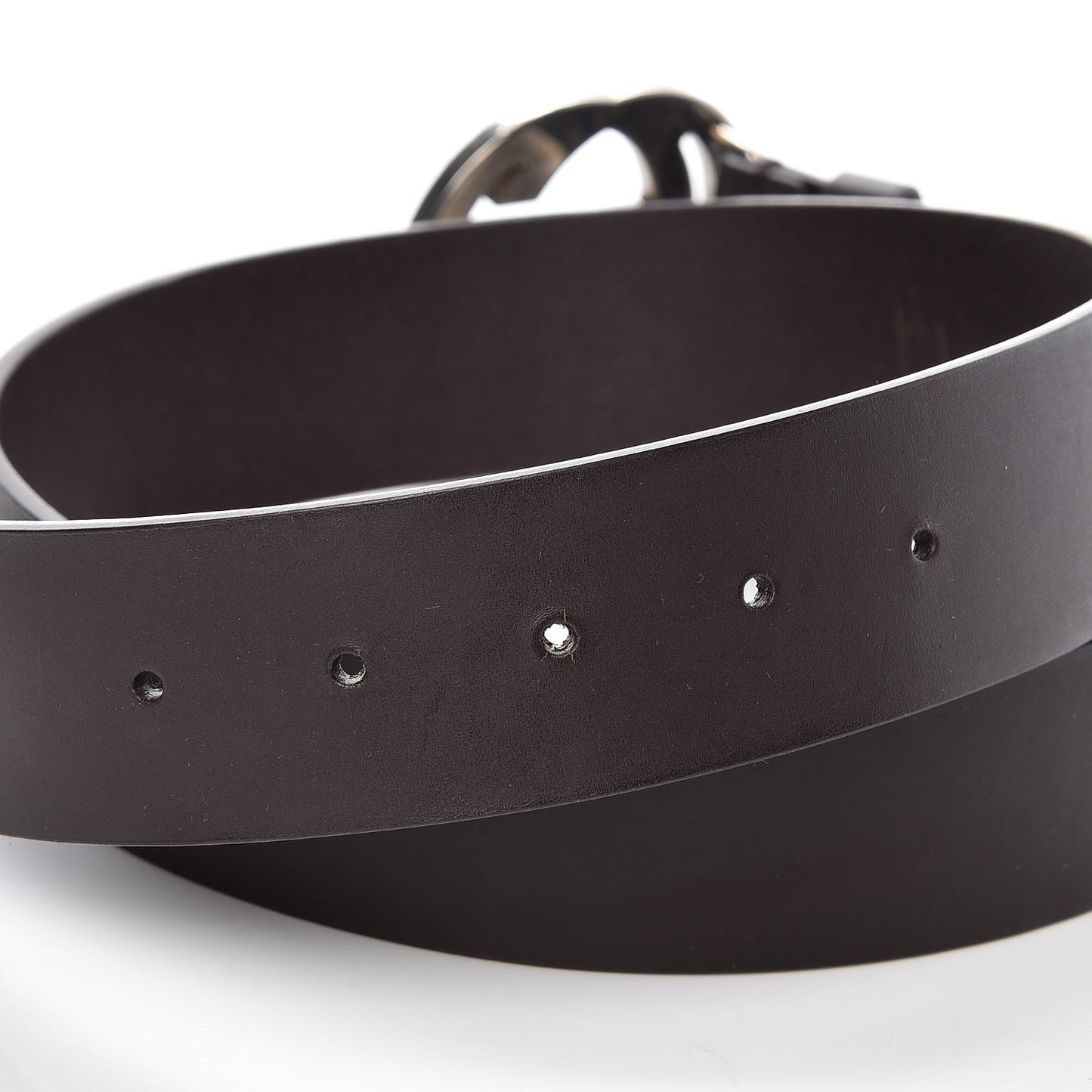 Calfskin Studded Interlocking G Belt 85 34 Dark Brown