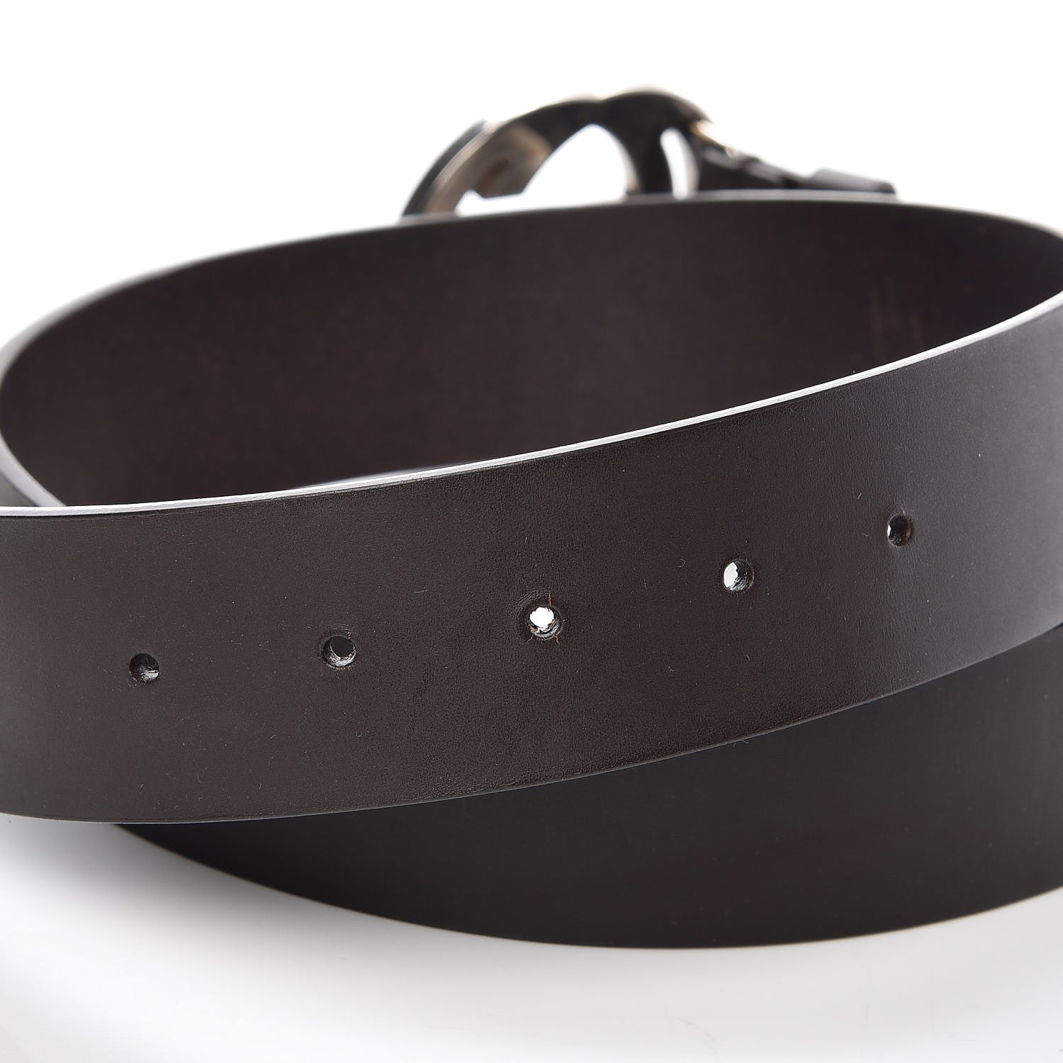 Gucci Calfskin Studded Interlocking G Belt 85 34 Dark Brown 4 of 6