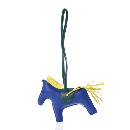 Hermes Milo Lambskin Grigri Rodeo Horse Bag Charm MM Bleu Electrique Malachite Lime 1 of 5