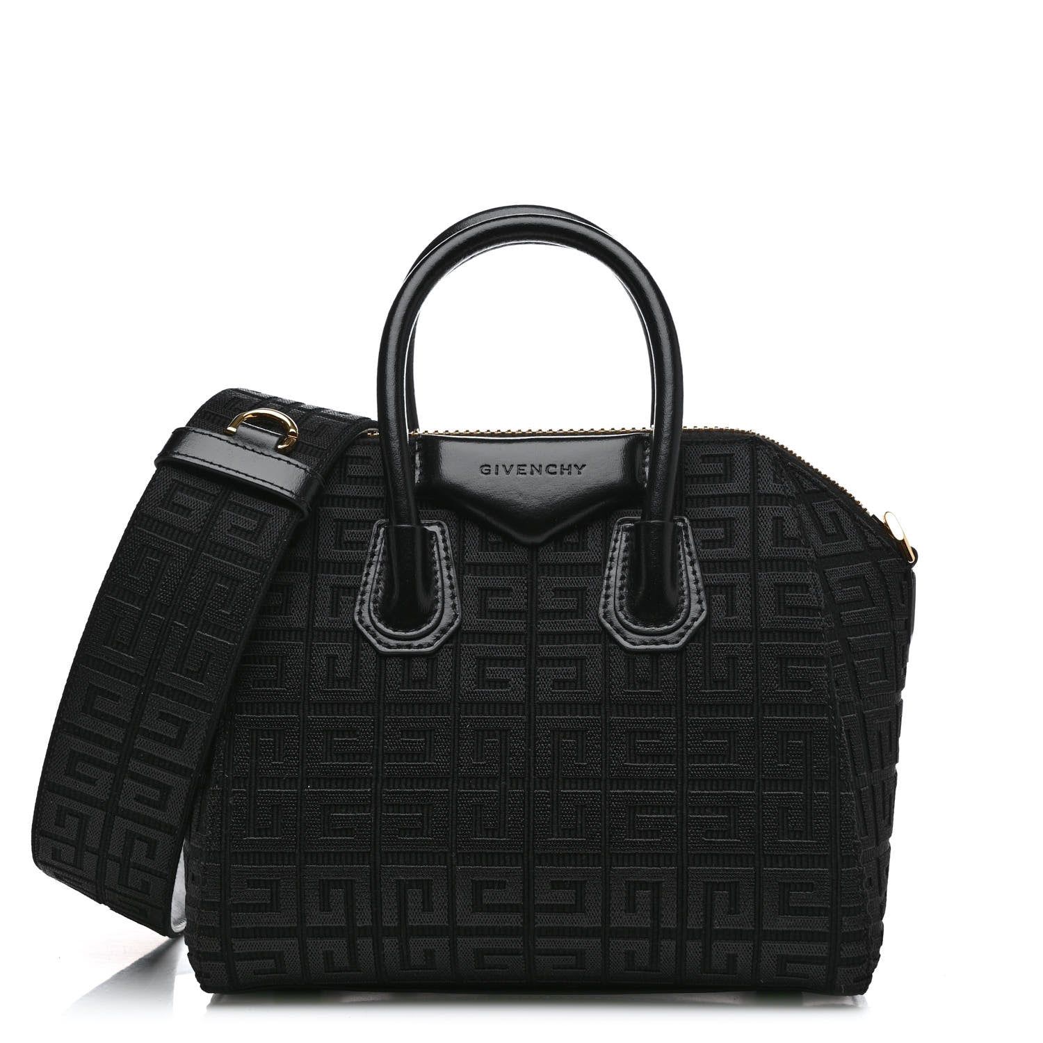 Givenchy Canvas Jacquard Embroidered Calfskin 4G Mini Antigona Black 1 of 17