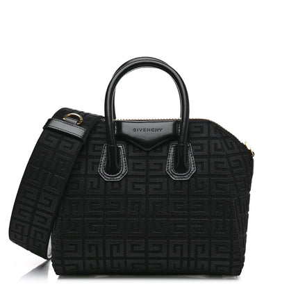 Givenchy Canvas Jacquard Embroidered Calfskin 4G Mini Antigona Black 1 of 17