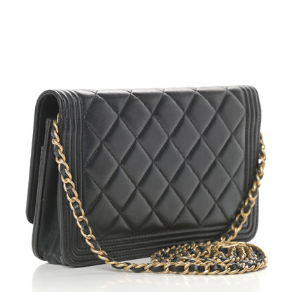 Chanel Lambskin Quilted Boy Wallet On Chain WOC Black 3 of 16