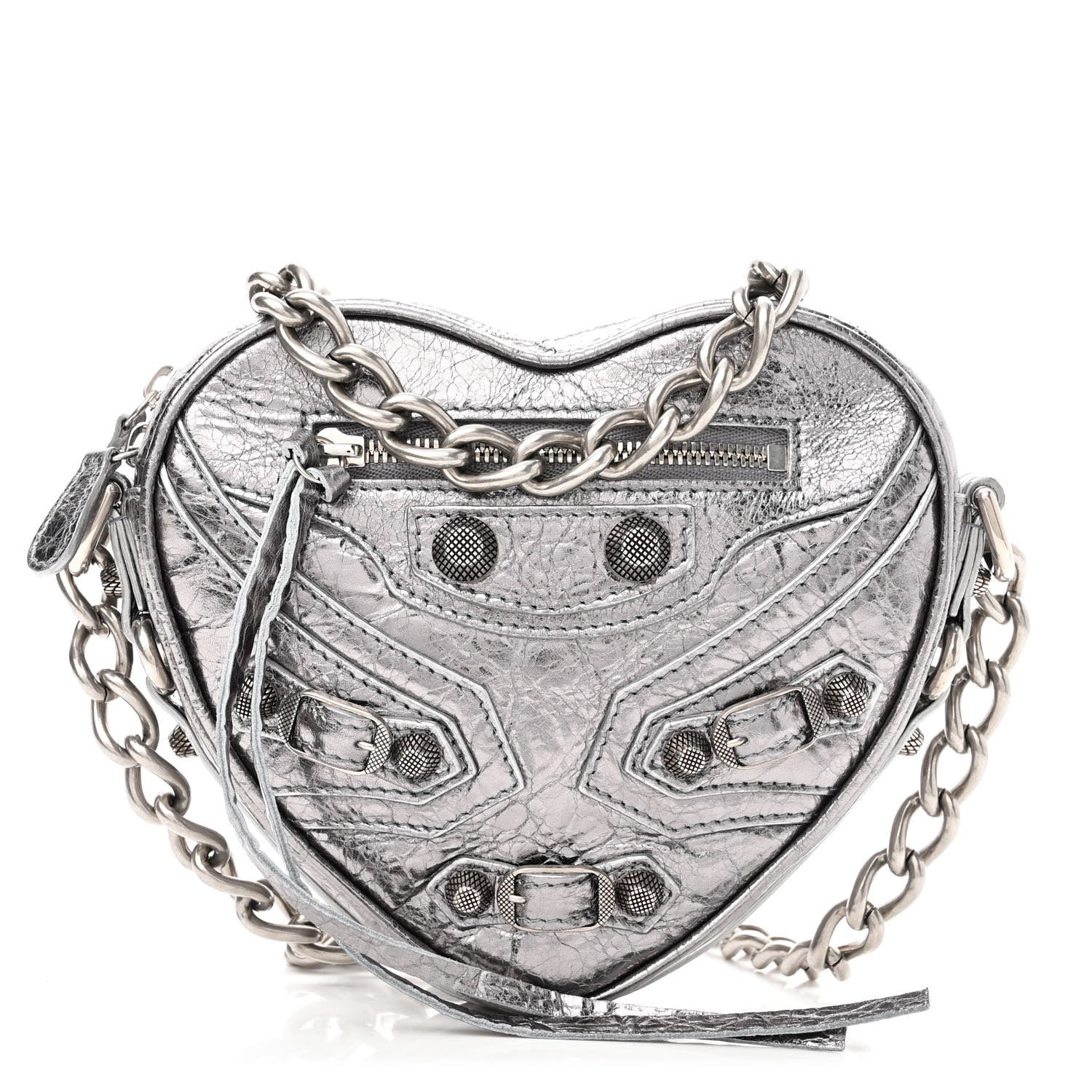 Balenciaga Metallic Agneau Arena Mini Le Cagole Heart Bag Silver 1 of 9