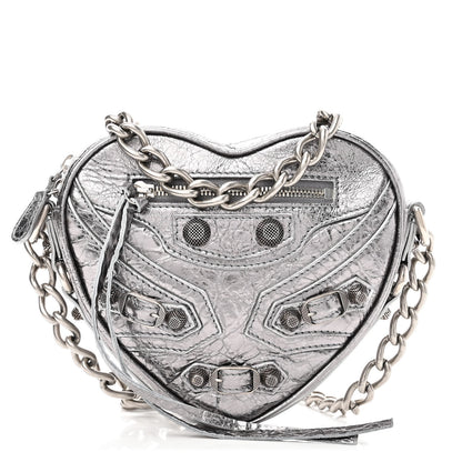 Balenciaga Metallic Agneau Arena Mini Le Cagole Heart Bag Silver 1 of 9
