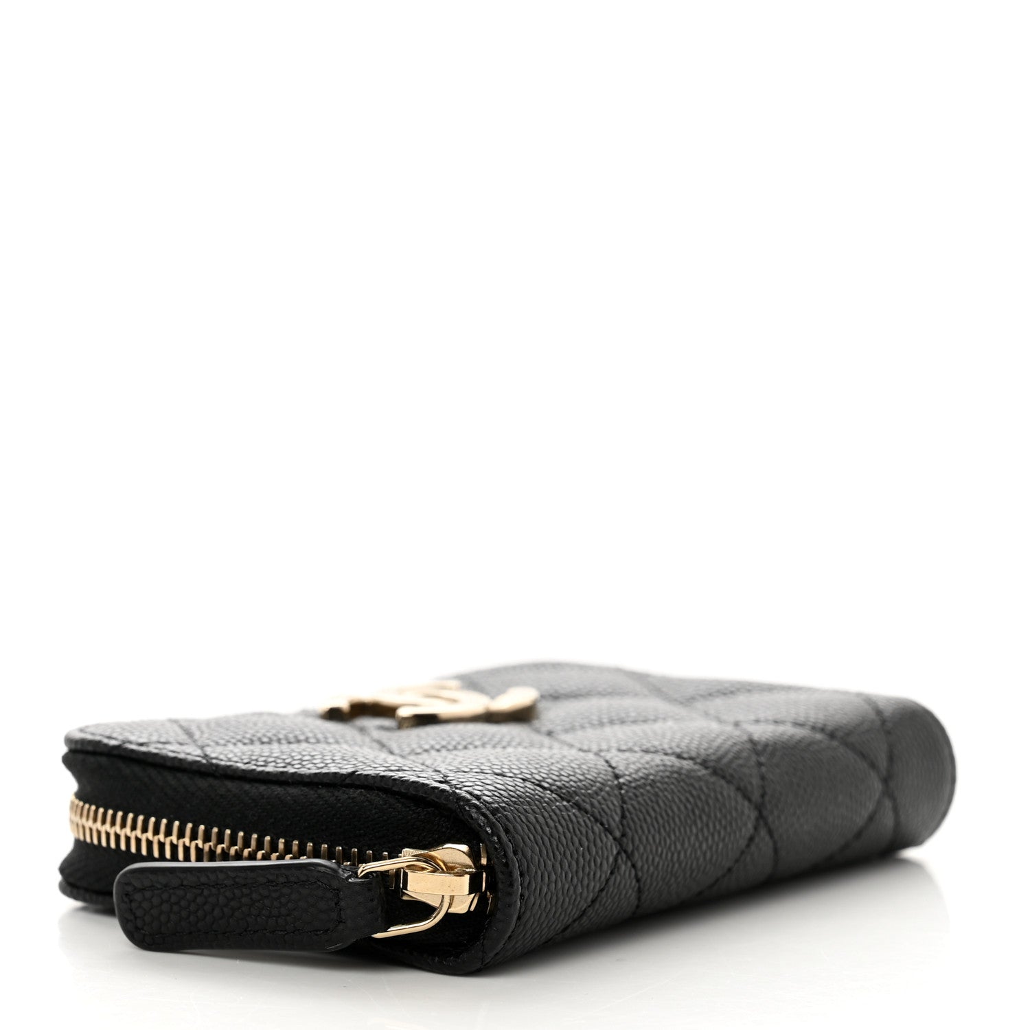 Chanel Caviar Quilted Striated CC Zip Coin Purse Black 4 of 7