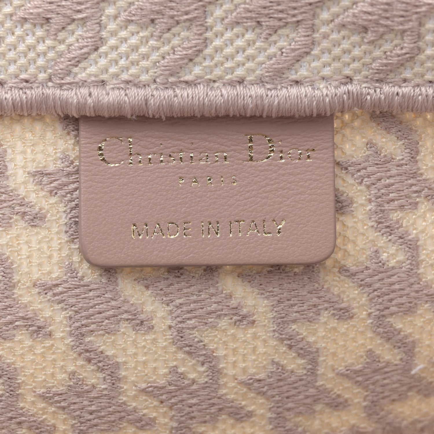 Christian Dior Canvas Macro Houndstooth Embroidered Book Tote Pink White 5 of 11