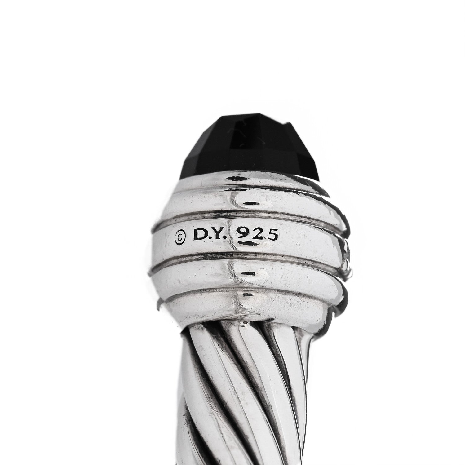 David Yurman Sterling Silver Diamond Black Onyx 7mm Cable Classics Bracelet 3 of 4