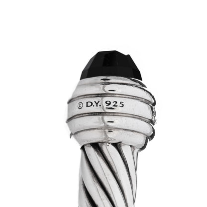 David Yurman Sterling Silver Diamond Black Onyx 7mm Cable Classics Bracelet 3 of 4