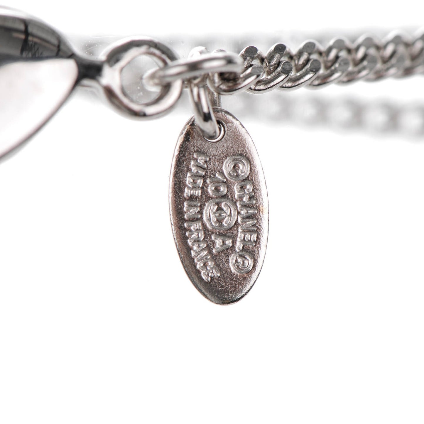 Gripoix Poured Glass Crystal CC Necklace Silver