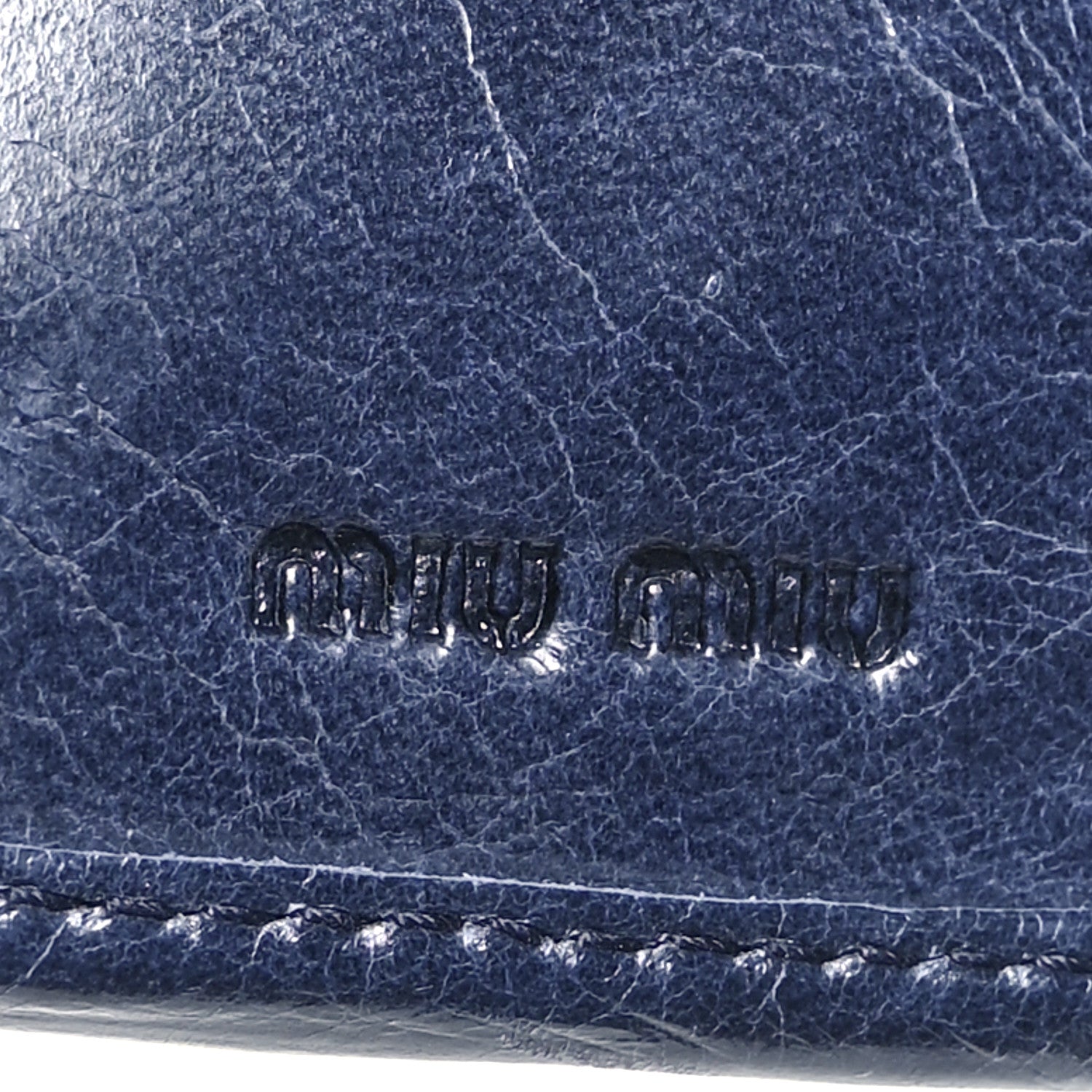 Miu Miu Vitello Lux Matelasse Lux Bi-Fold Compact Wallet Bluette 6 of 7