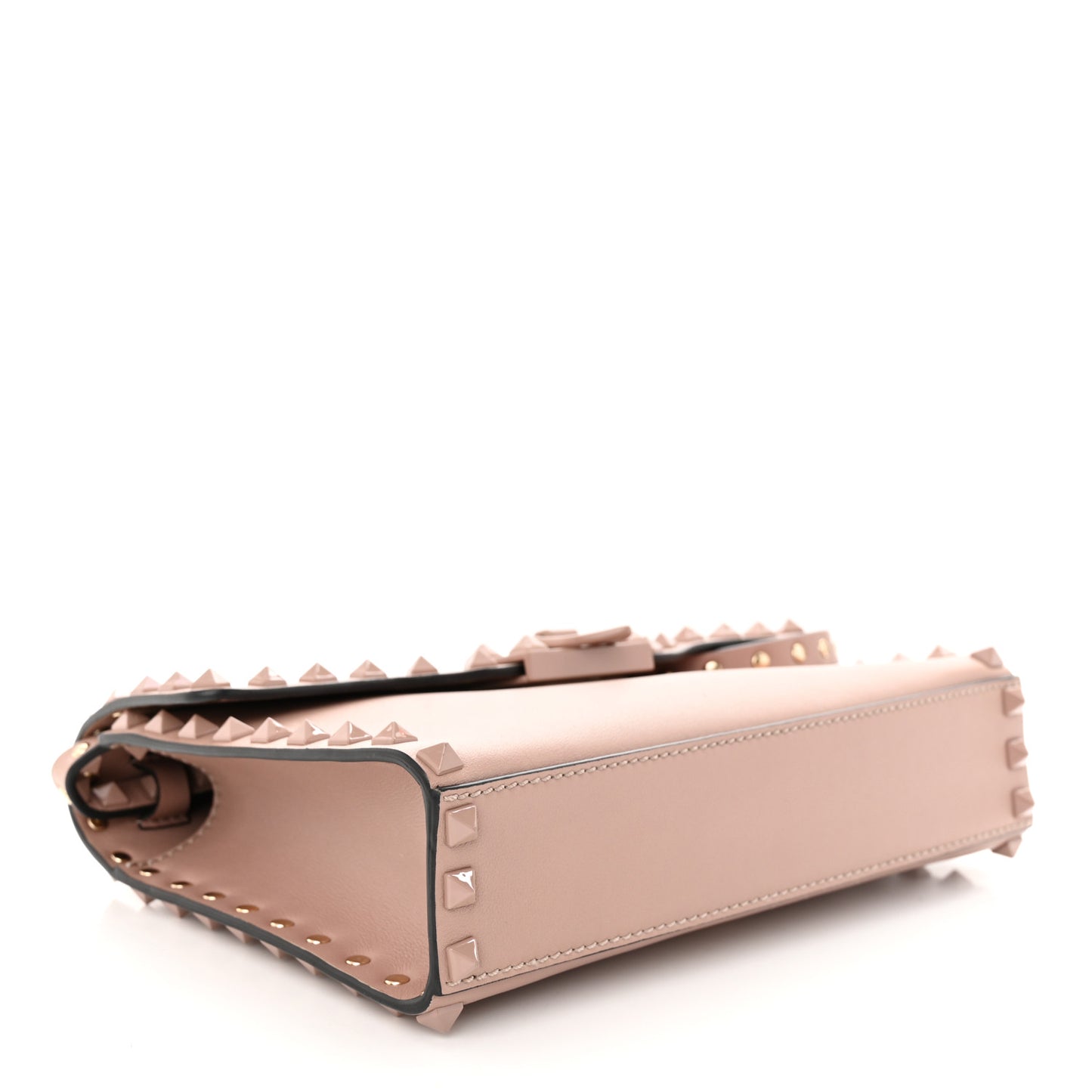 Vitello Monochrome Medium Rockstud Flip Lock Crossbody Bag Poudre