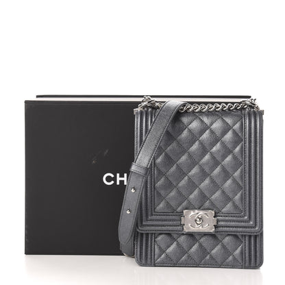 Chanel Iridescent Caviar Quilted North South Boy Flap Silver 11 of 11