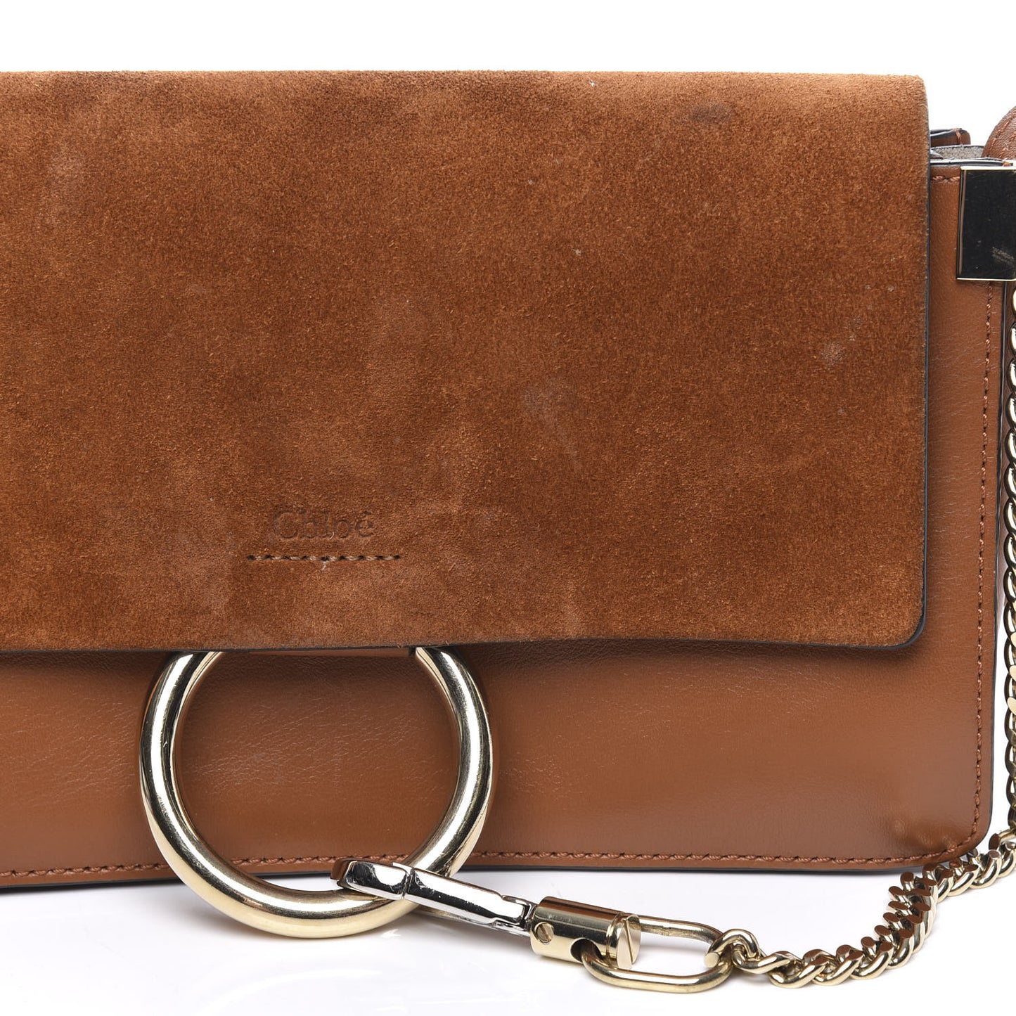Suede Calfskin Small Faye Shoulder Bag Woody