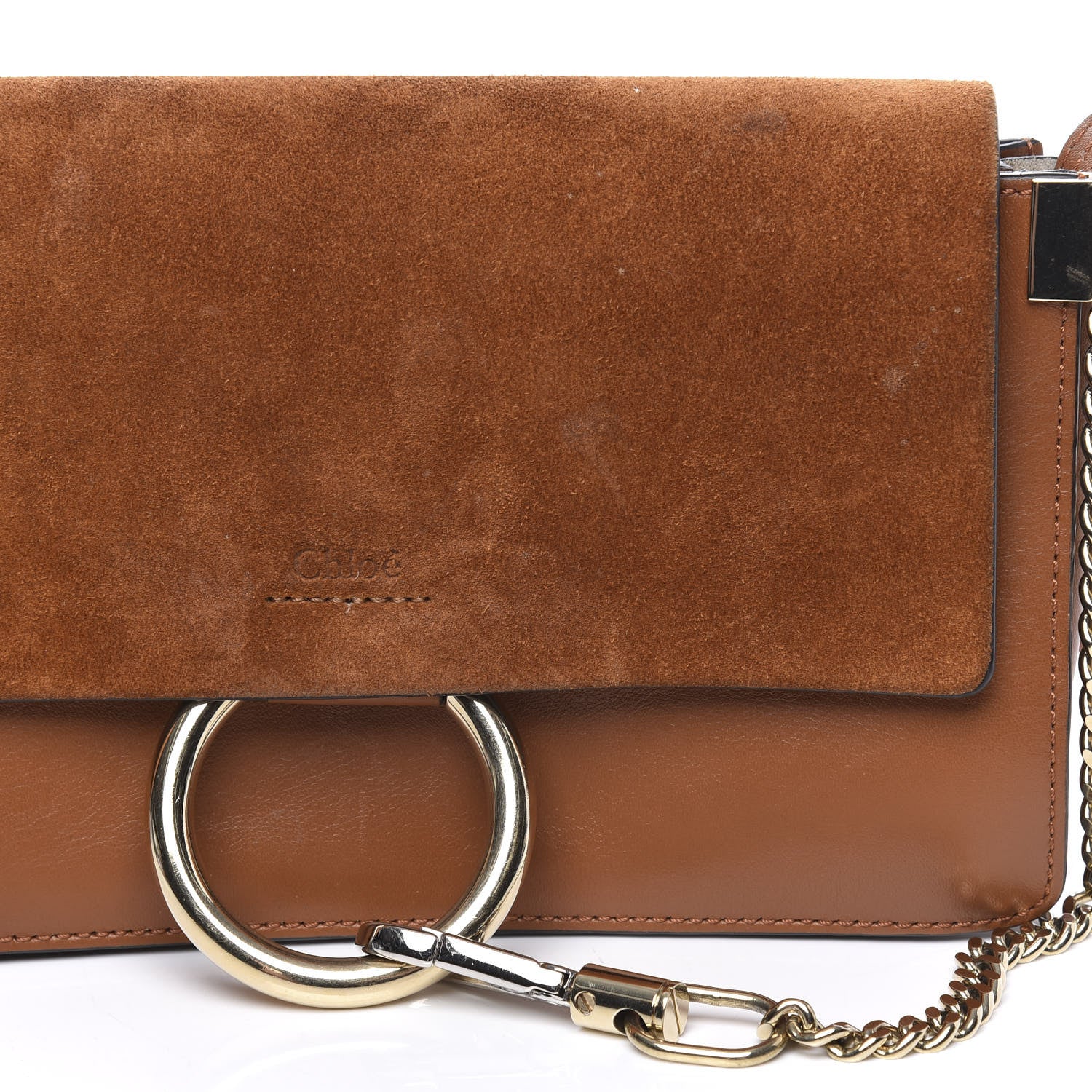 Chloe Suede Calfskin Small Faye Shoulder Bag Woody 10 of 10