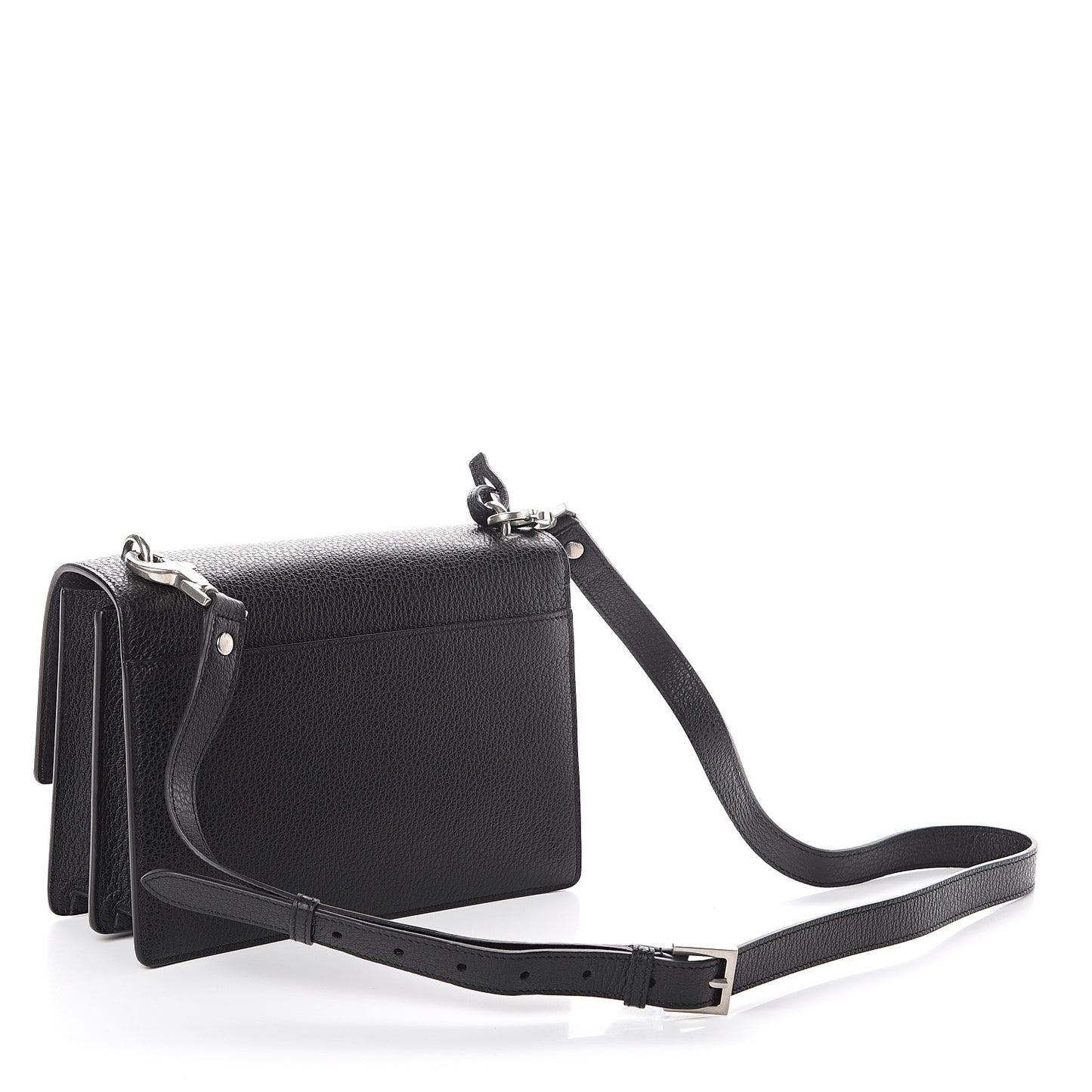 Grained Calfskin Medium Monogram Sunset Satchel Black