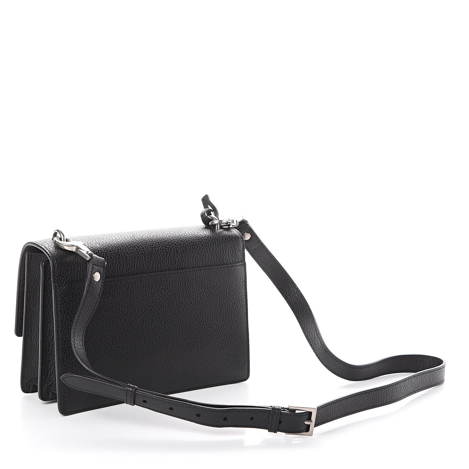 Saint Laurent Grained Calfskin Medium Monogram Sunset Satchel Black 2 of 8